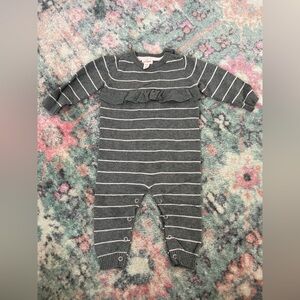 Cat & Jack - Gray & Pale Pink Striped Knit Baby Romper, 6-9mo